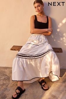 White/Black Rik Rak Maxi Skirt (255242) | AED156