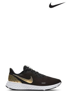 Baskets Nike Run Revolution 5 Premium noir/doré