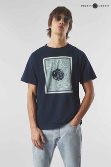 Pretty Green Navy Eclipse Logo T-Shirt (255333) | $110