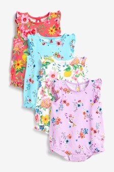 Lot de 4 barboteuses à ourlet boule (0 mois - 3 ans)