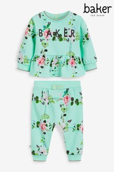 Baker by Ted Baker Green Floral Sweater And Jogger Set