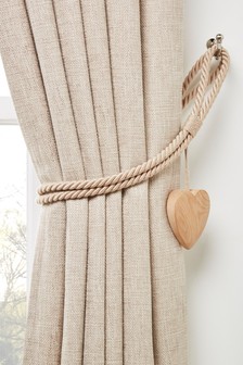 Set of 2 Natural Wooden Heart Curtain Tie Backs (256285) | $26