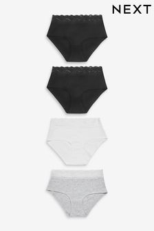 黑白 - 蕾絲邊純棉混紡女性內褲4包裝 (256427) | NT$690