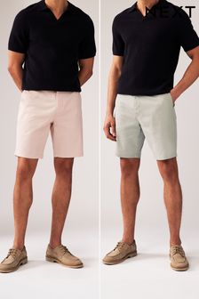 Green/Pink Straight Fit Stretch Chinos Shorts 2 Pack (256560) | 178 QAR