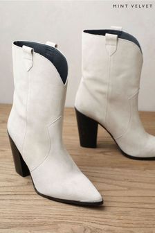 Mint Velvet Cream Cleo Cowboy Boots (256894) | €99