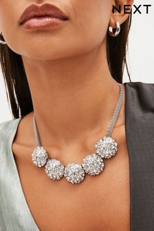 Silver Tone Sparkle Dome Necklace (256953) | €10