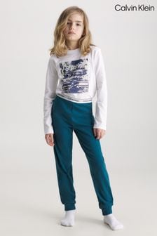 Biała piżama dziecięca Calvin Klein Kids Modern z dzianiny bawełnianej (256956) | 157 zł