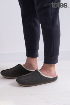Totes Charcoal Mens Felted Centre Seam Mule Slipper Clogs (257790) | €35