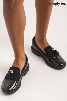 Simply Be Black Regular/Wide Fit Tassel Trim Slipper Cut Loafers (257885) | 92 zł