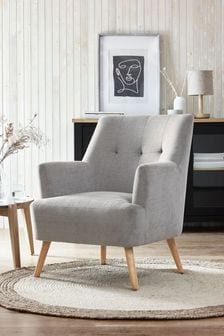 Fine Chenille Mid Grey Carter Armchair (258396) | €340