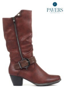Pavers Brown Bordeaux Lightweight Calf Boots With Buckle (258425) | ₪ 210