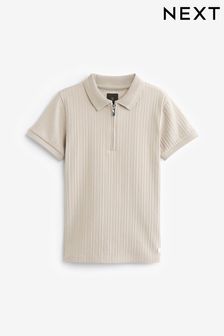 Stone Textured Short Sleeve Polo Shirt (3-16yrs) (258579) | €18 - €26