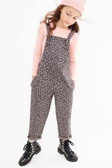 Grau mit Animalprint - Weiche Latzhose aus Baumwolle (3-16yrs) (258581) | 16 € - 20 €