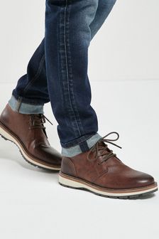 Brown Leather Cleated Sole Boots (258790) | €78