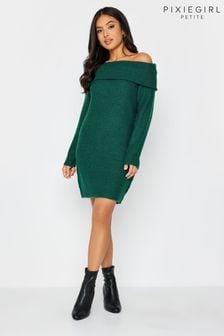 PixieGirl Petite Green Bardot Tunic Jumper Dress (258967) | €53