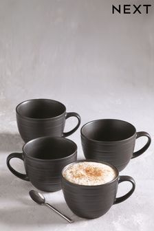 Black Bronx Set of 4 Cappuccino Mugs