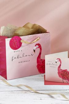 Pink Flamingo Gift Bag and Card Set (259275) | ￥660