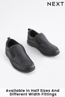 Black Extra Wide Fit (H) School Leather Loafers (259306) | 167 SAR - 233 SAR