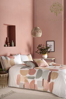 Appletree Coral Pink Duval Geo Cotton Duvet Cover and Pillowcase Set (259329) | 40 € - 81 €