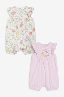 Lot de 2 barboteuses à motif lapin et fleurs (0 mois - 2 ans)