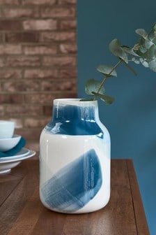 Blue Brush Stroke Ceramic Vase