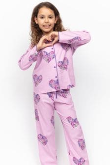 Minijammies Pink Heart Print Long Sleeve Pyjamas Set (260085) | 124 QAR