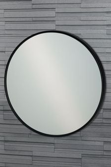 Showerdrape Black Portobello Round Metal Framed Bathroom Mirror