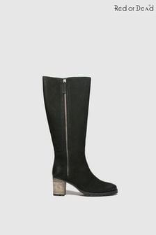 Red Or Dead Black Romeo Nubuck High Leg Boots (260235) | €173