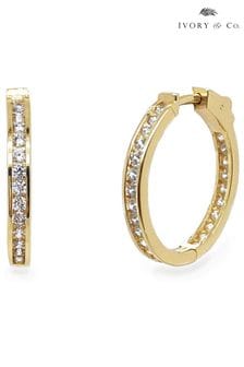Ivory & Co Gold Copenhagen And Crystal Hoop Earrings (260323) | KRW85,400