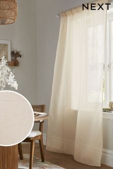 Natural Textured Voile Slot Top Unlined Sheer Panel Curtain (260394) | 118 QAR - 157 QAR