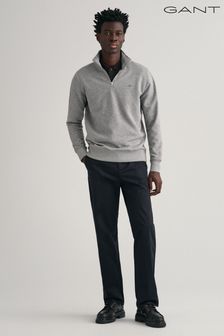 Grau - Gant Sweatshirt mit kurzem Reißverschluss und Schildlogo (260576) | 156 €