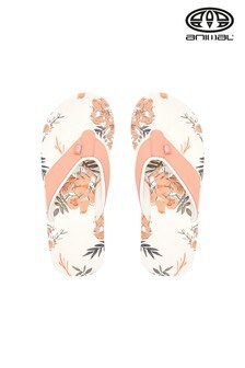 Tongs à imprimé virgule Animal crème