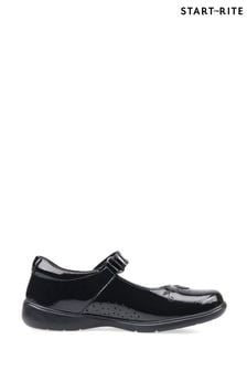 Start-Rite Wish Rip-Tape Black Patent Leather School Shoes F Fit (261178) | €59