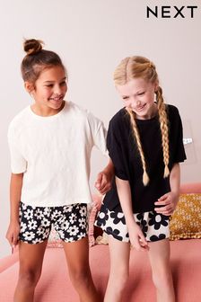 Black/White Floral Short Pyjamas 2 Pack (3-16yrs) (261337) | SGD 29 - SGD 39