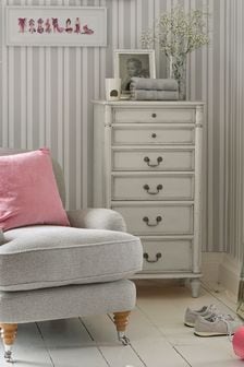 Laura Ashley Dove Grey Clifton 6 Drawer Tall Chest (261398) | €1,008