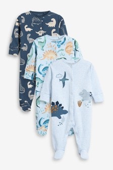 3 Pack Embroidered Baby Sleepsuits (0-2 года)