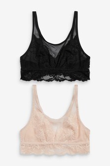 Lot de deux hauts courts non rembourrés Daisy en dentelle sans armatures