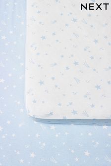 Pack de 2 sábanas ajustables de algodón con estrellas (261725) | 23 €