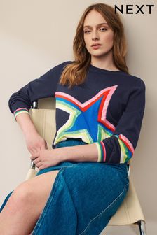 Marineblau - Pullover mit Paillettenstern (261863) | 49 €