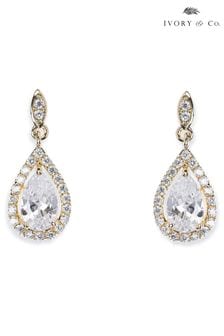 Ivory & Co Gold Belmont And Crystal Teardrop Earring (261913) | LEI 209