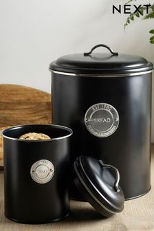 Set of 2 Black Badge Bread Bin & Treat Jar (262370) | OMR15