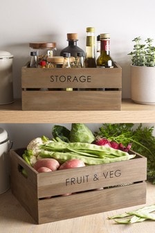 Set of 2 Natural Wooden Vegetable Baskets (262523) | €32