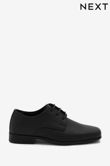 Black Standard Fit (F) School Leather Derby Lace-Up Shoes (263266) | €21 - €26