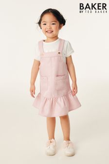 Baker by Ted Baker Pink Pinafore and T-Shirt Set
