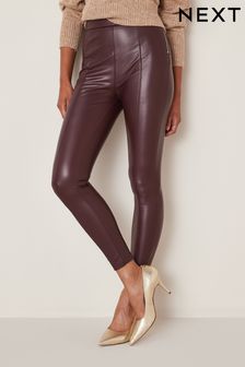 Berry Red PU Faux Leather Leggings (263675) | 74 zł