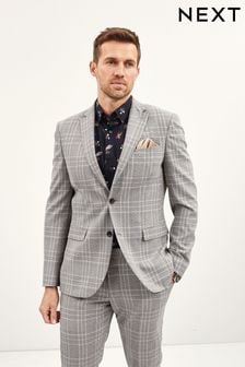 Grey Slim Check Suit Jacket (264464) | KRW147,800