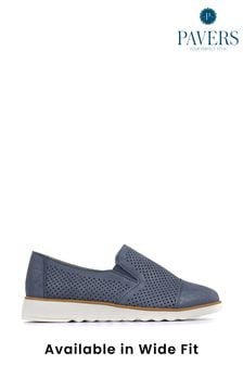 Pavers Blue Denim Ladies Wide Fit Lightweight Casual Slip-On Shoes (264557) | DKK177