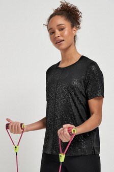 Haut sport scintillant à manches courtes