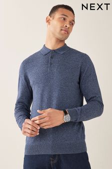 Blue Knitted Long Sleeve Polo Shirt (266668) | 39 €