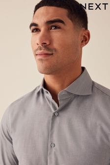 Бежево-коричневый - Обычный крой - Фактурная хлопковая рубашка с одними манжетами (266911) | €36